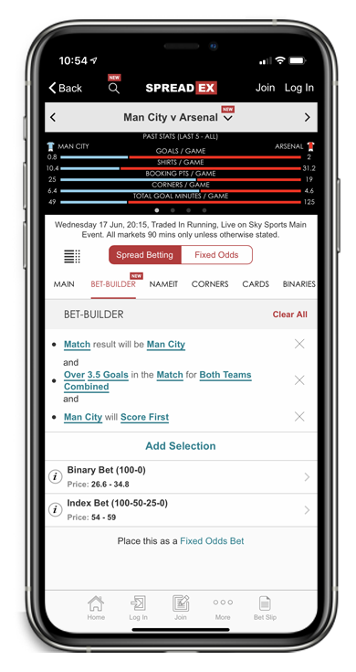 Spreadex sports iPhone 11 with Bet Builder June 2020